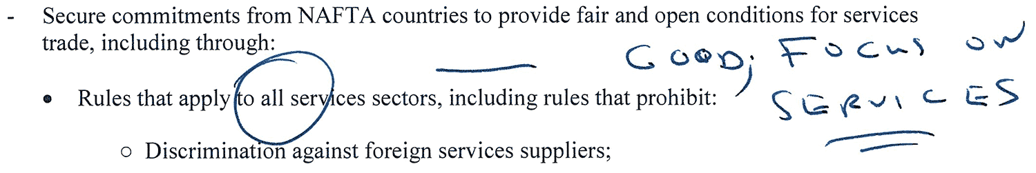 Trump's NAFTA Agenda / Trade in Services, Including Telecommunications and Financial Services